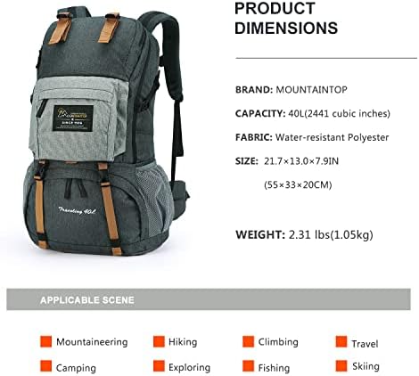 Jolof Store 40L Hiking Backpack – Water Resistant Trekking Rucksack