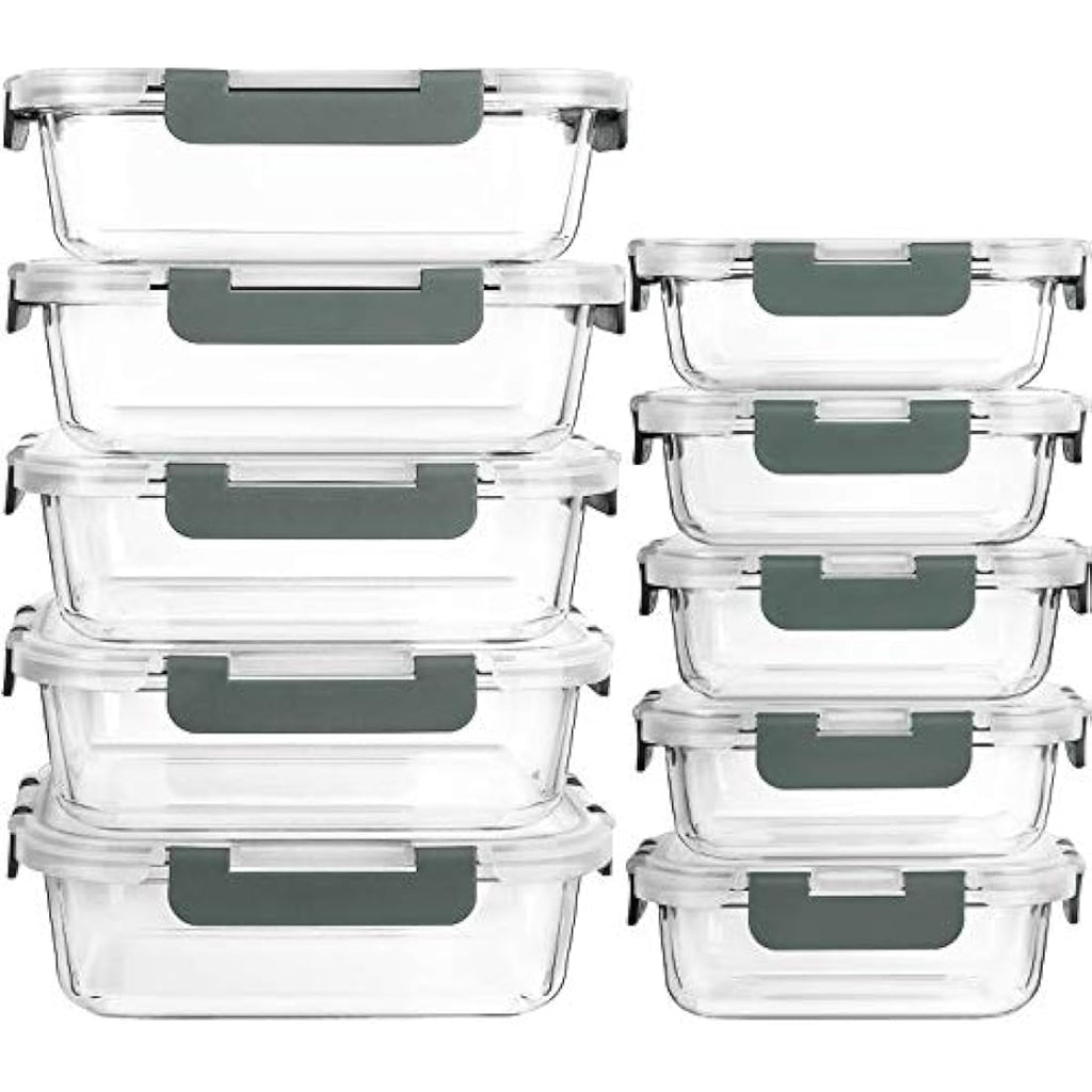 MCIRCO 10-Pack Glass Meal Prep Containers | Airtight Borosilicate Glass