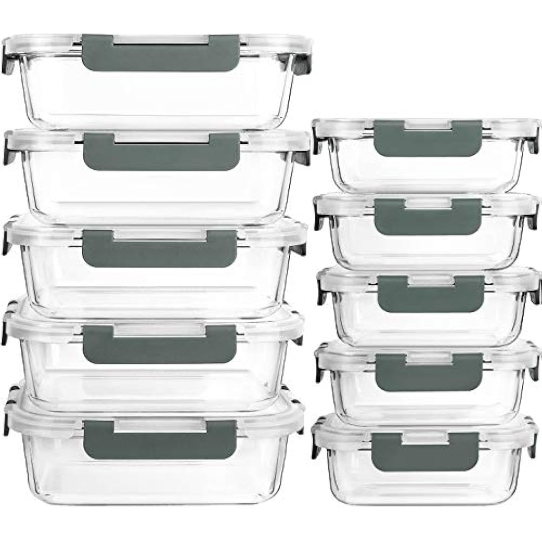MCIRCO 10-Pack Glass Meal Prep Containers | Airtight Borosilicate Glass