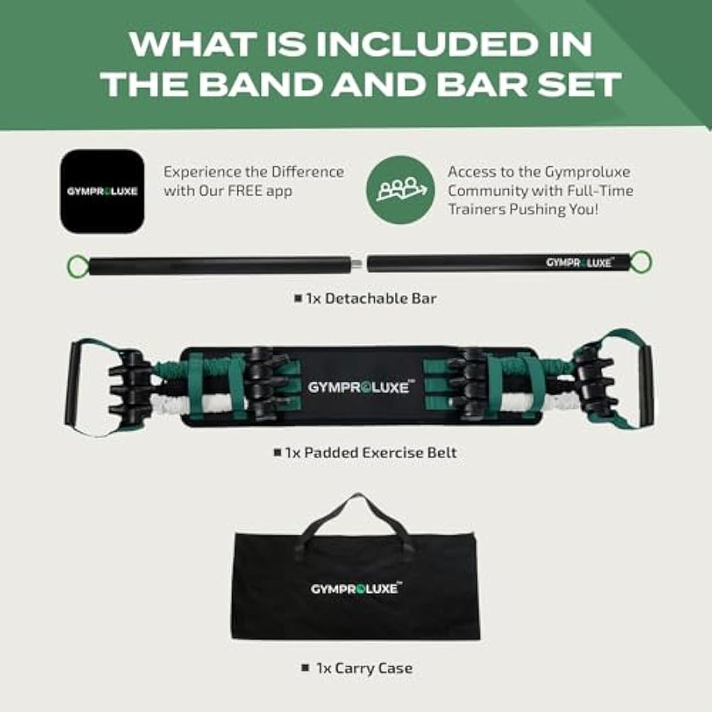 Gymproluxe Portable Gym – 90kg Resistance Band and Bar Set