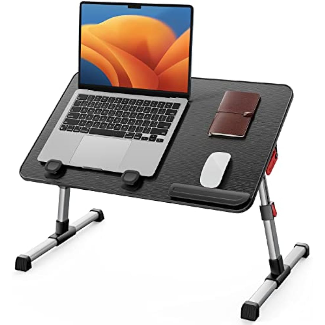 SAIJI Foldable Laptop Desk – Adjustable Height Ergonomic Bed Table, Black