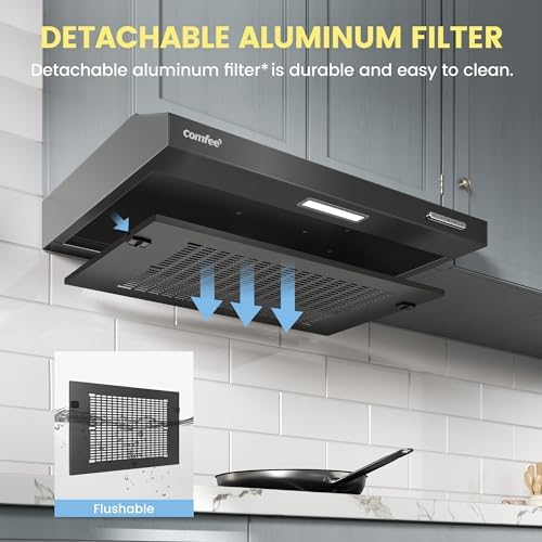 COMFEE' 60cm Visor Cooker Hood | Under Cabinet Extractor Fan - Black