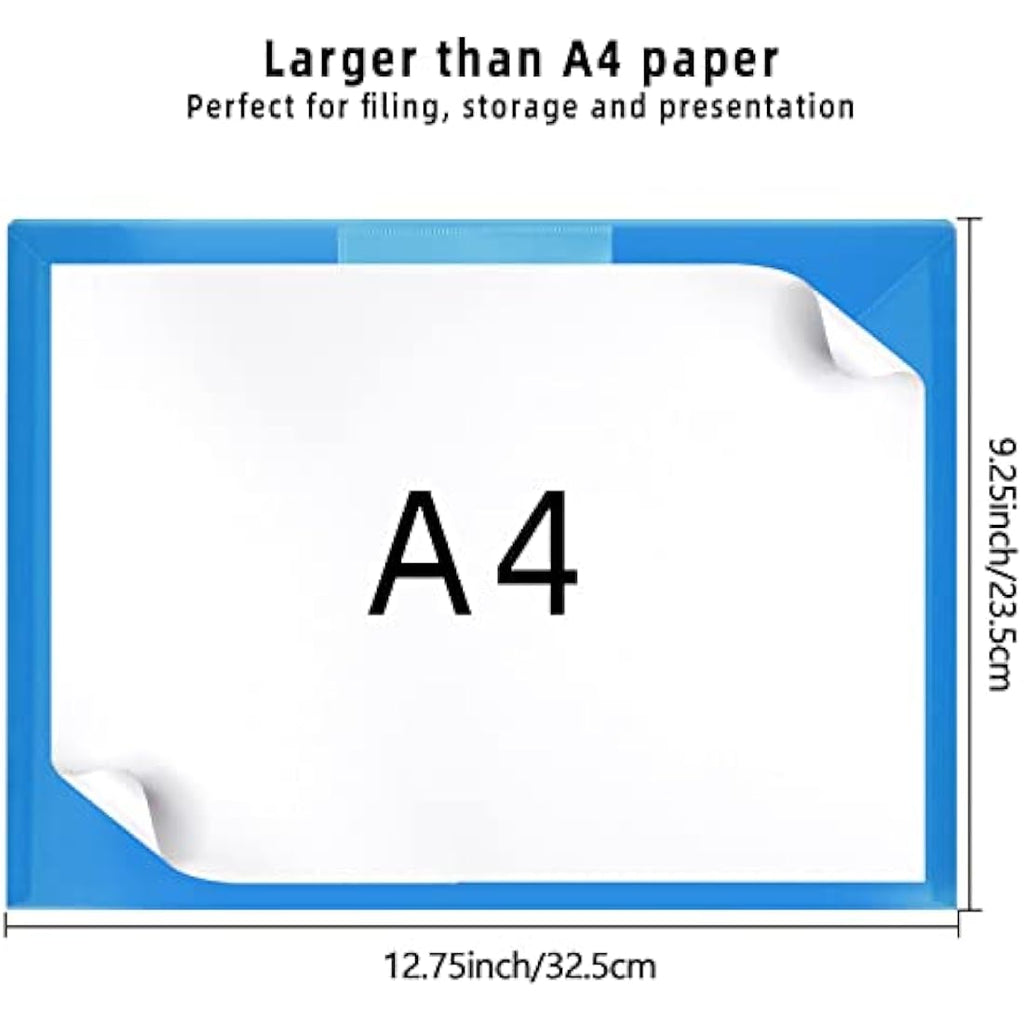 A4 Plastic Wallets – 6 Pack Waterproof Popper Folders