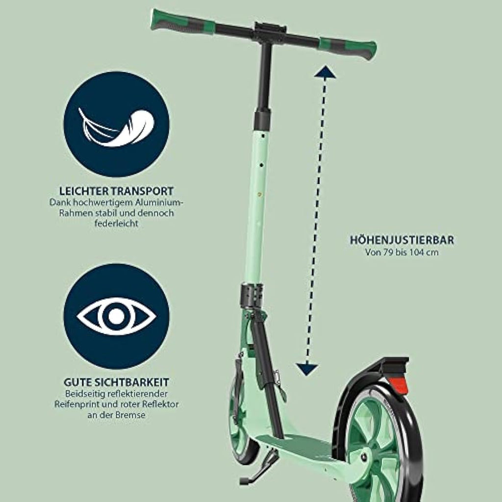HUDORA BigWheel 205 Advanced Scooter – Foldable Aluminium Kick Scooter