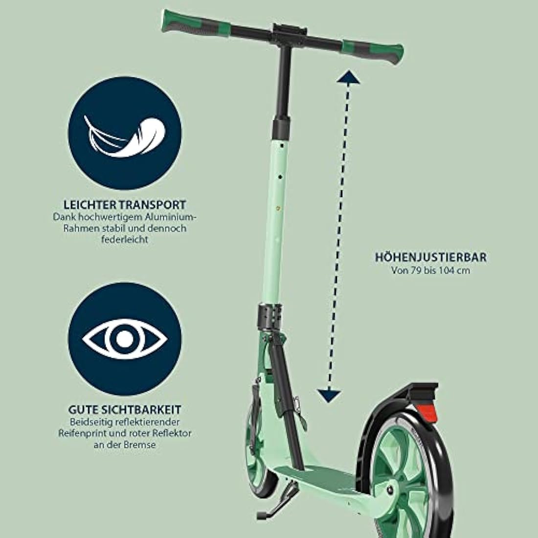 HUDORA BigWheel 205 Advanced Scooter – Foldable Aluminium Kick Scooter