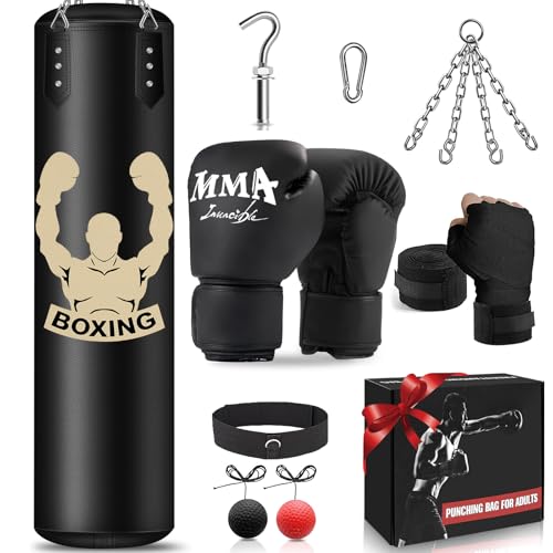 YORWHIN 4FT Heavy Punch Bag Set | Unfilled PU Leather MMA Training Kit