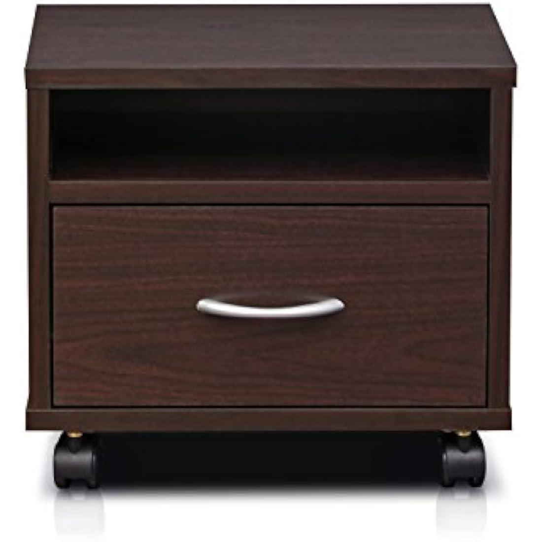 Furinno Petite Mobile Utility Cart with Drawer - Espresso Wood