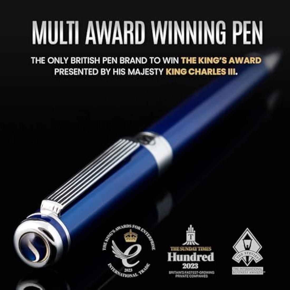Scriveiner Midnight Blue Lacquer Ballpoint Pen – Luxury Chrome Finish