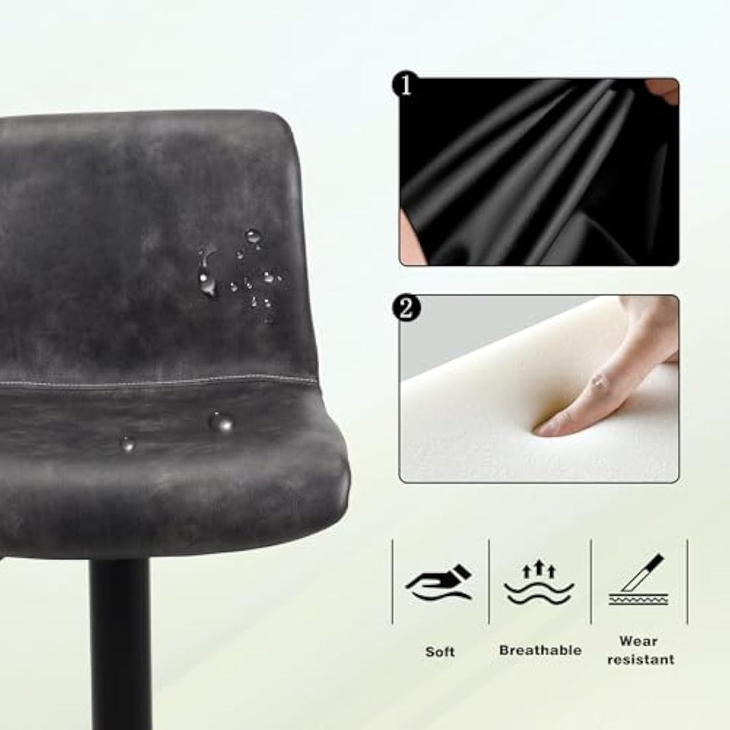 Swivel Bar Stools Set of 2 – Adjustable PU Leather Chairs