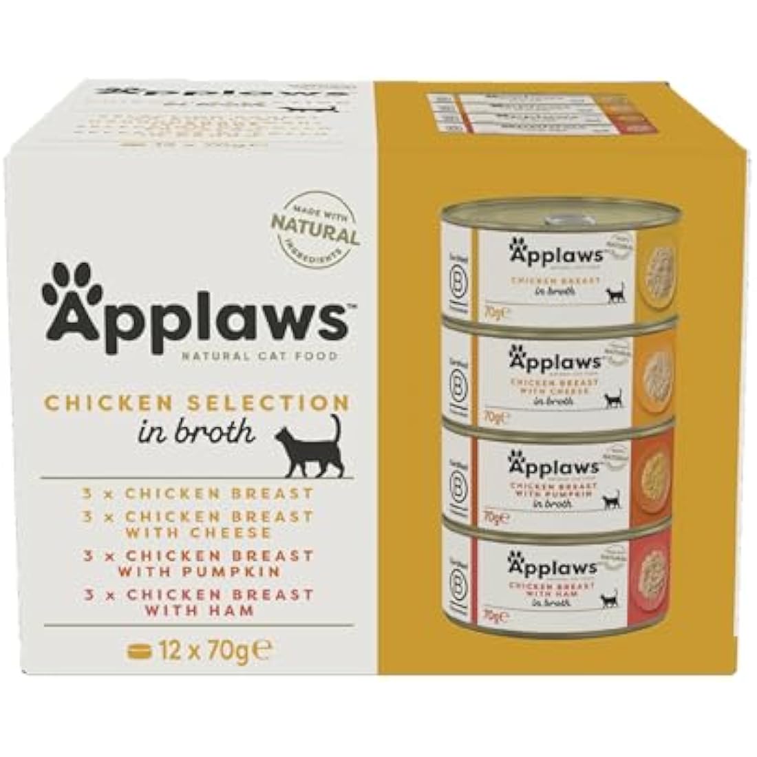 Applaws Natural Wet Cat Food - Chicken Selection in Broth (12 x 70g)