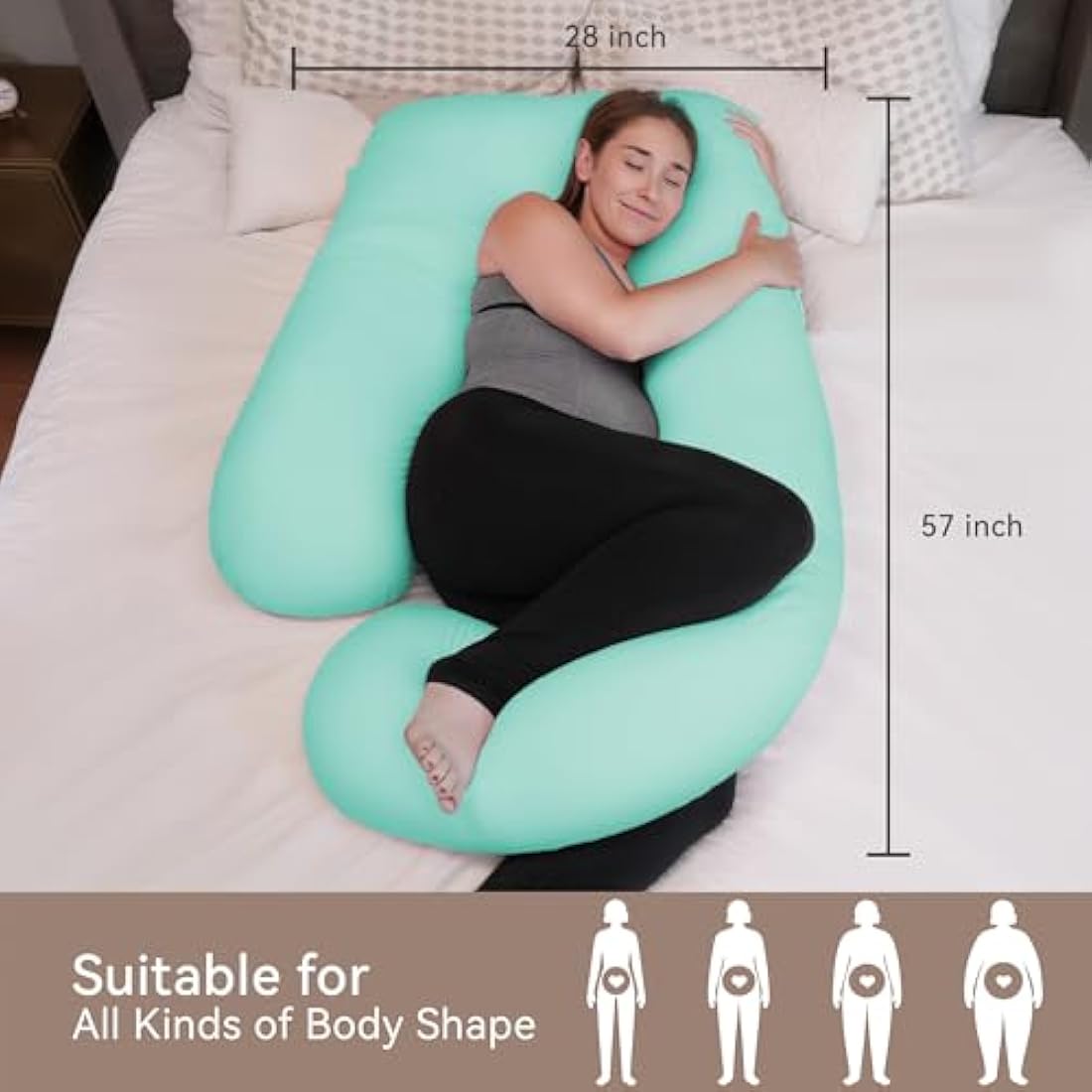 PinkFoggie U-Shaped Cooling Pregnancy Pillow | Full Body Support