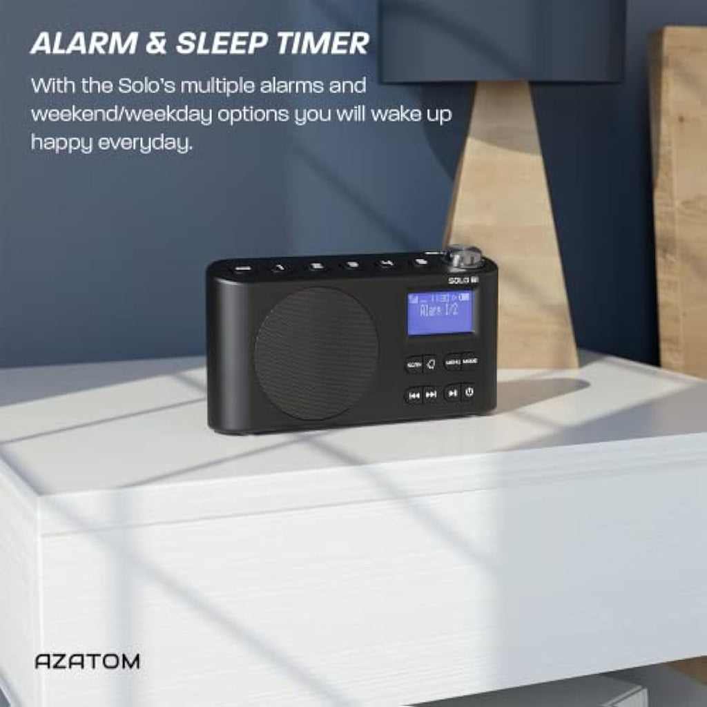 Azatom Solo B1 Portable DAB/DAB+ & FM Digital Radio with Bluetooth - Black
