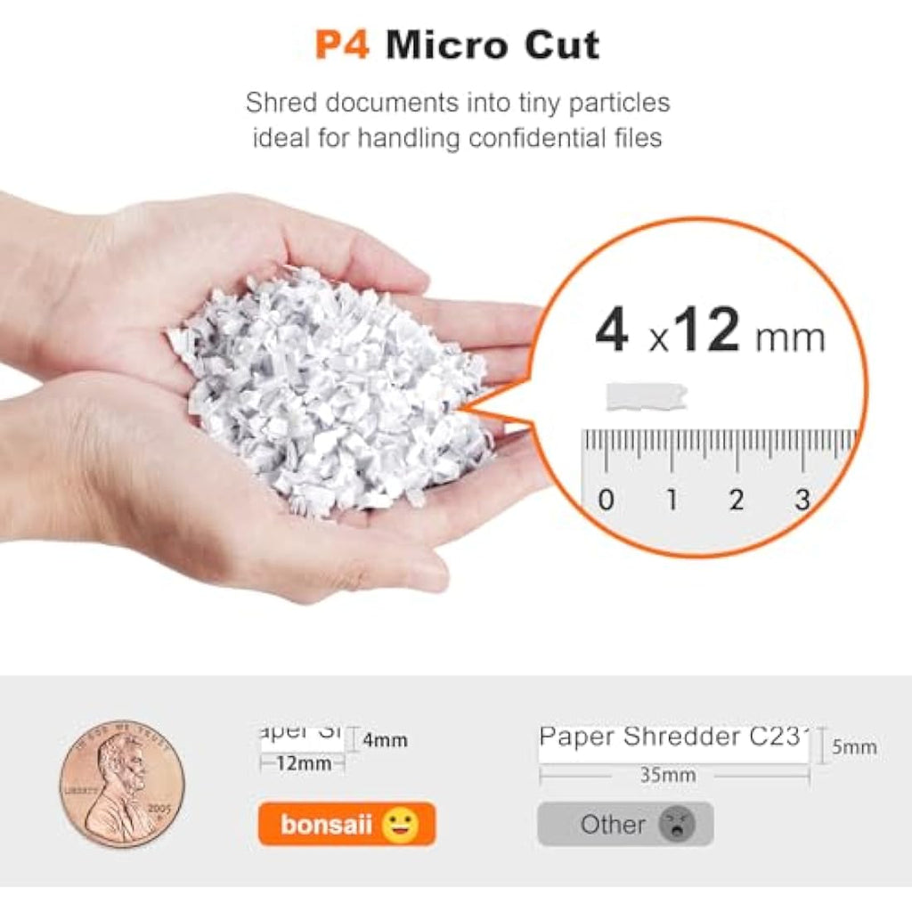 Bonsaii 100-Sheet Auto Feed Micro Cut Paper Shredder | P-4 Security
