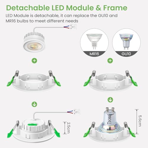 ALUSSO LIGHTING LED Recessed Downlights | 6W Dimmable 3CCT IP44 | 6-Pack