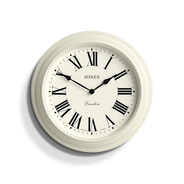 Jones Clocks Supper Club Wall Clock | 40cm Large Roman Numeral - Cream