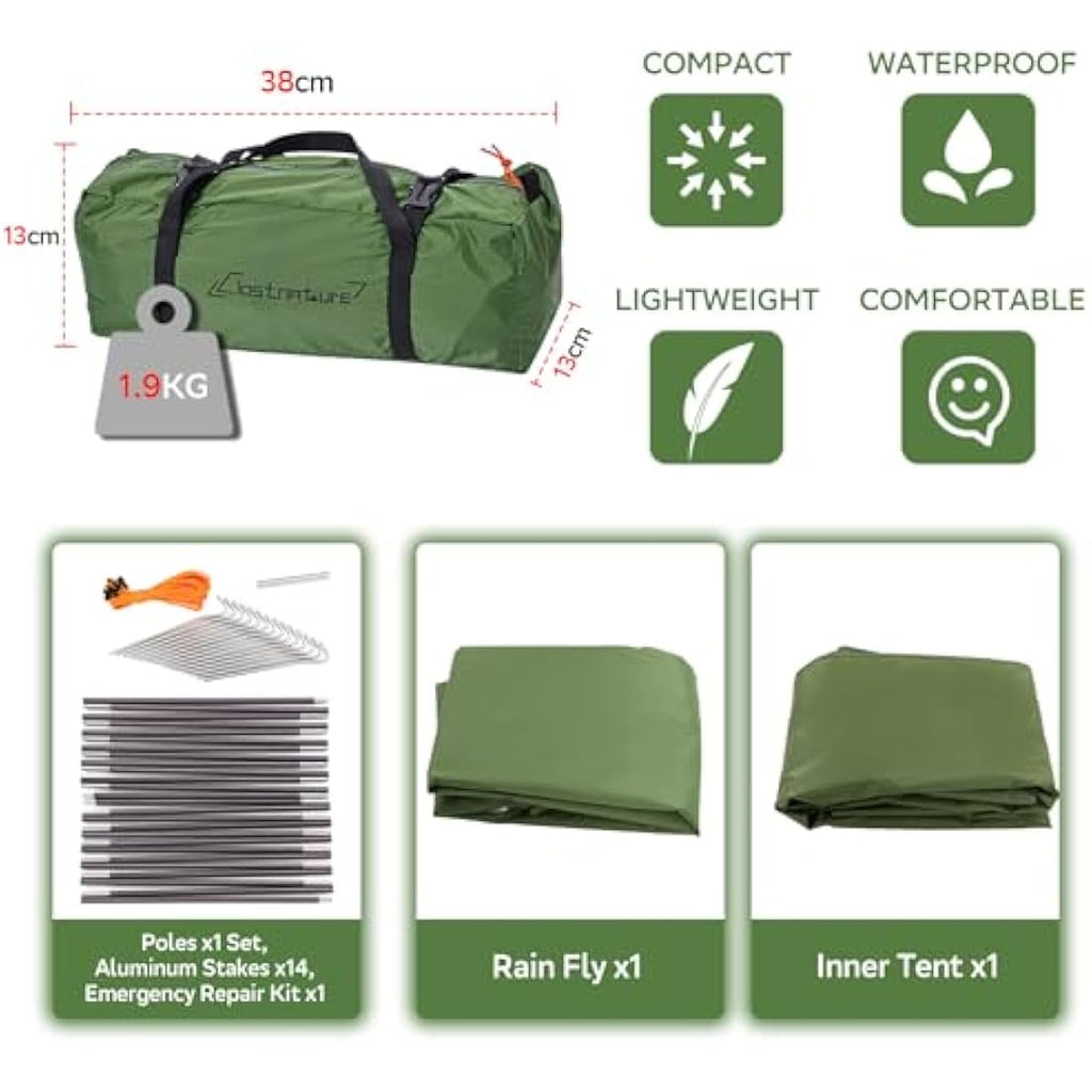 Clostnature 1 Person Backpacking Tent – Waterproof Lightweight 3 Season