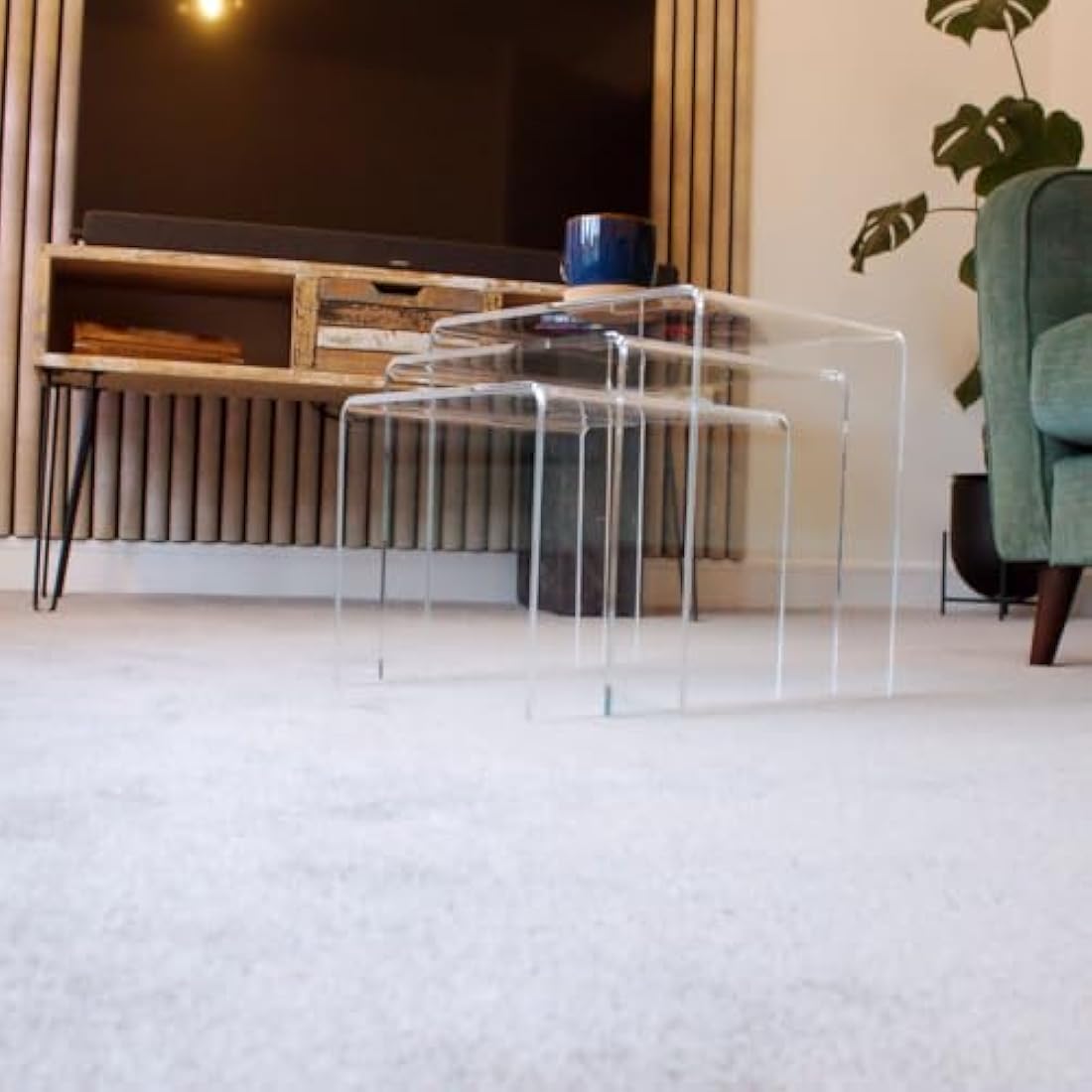 Acrylic Nest of Tables | 3-Piece Shatterproof Side Tables