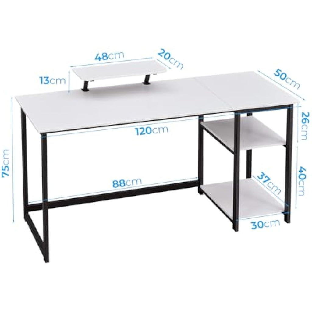 GreenForest Computer Desk with Monitor Stand and Reversible Shelves