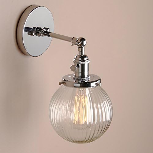 Industrial Ribbed Glass Wall Sconce – Chrome Retro Light