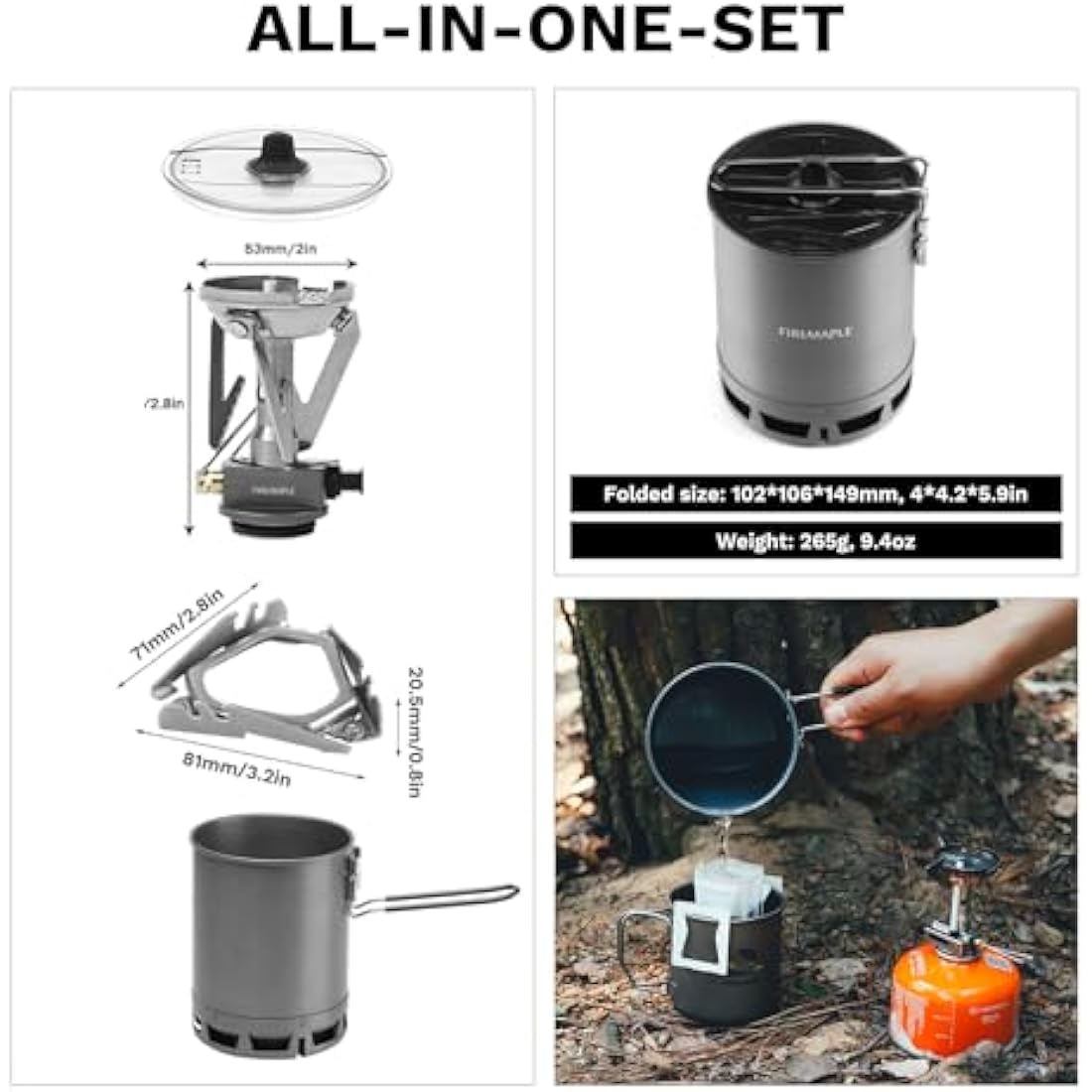 Fire-Maple Petrel Ultralight Camping Cooking Set | 0.6L Pot & Stove Kit