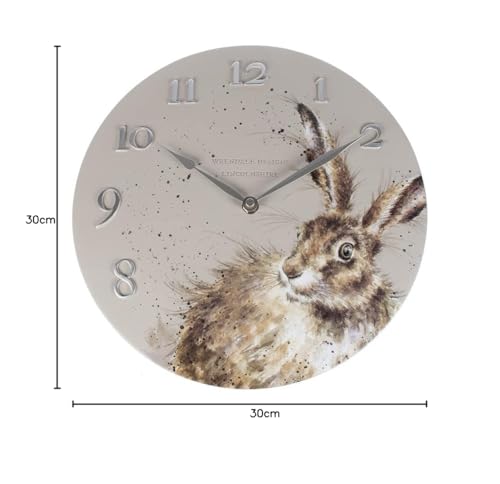 Wrendale Designs Hare Wall Clock – 30cm Grey Resin Farmhouse Decor