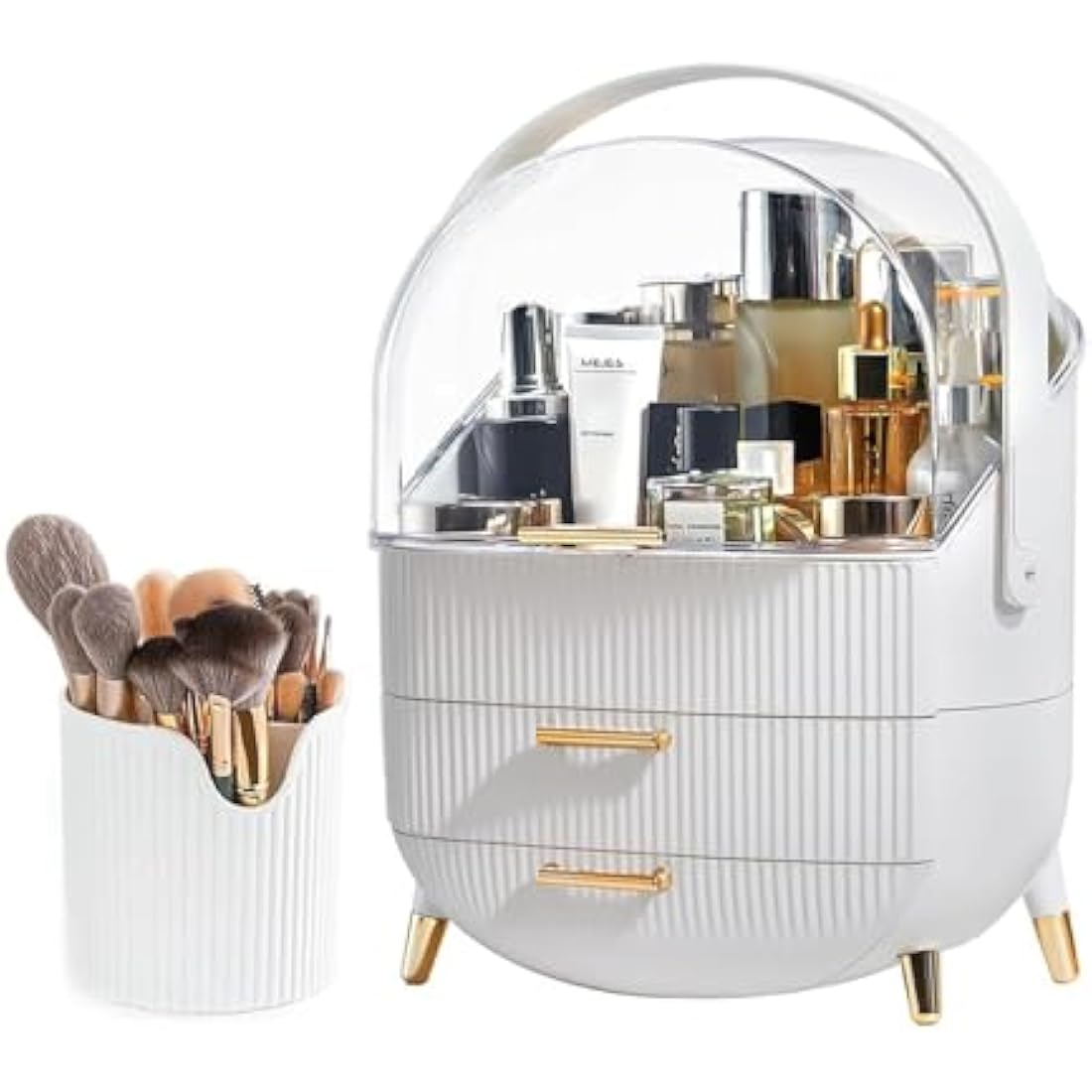 SIOOUI Makeup Organizer – Dustproof Skincare Display Case with Drawers