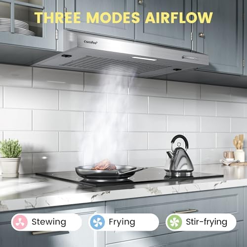 COMFEE' 60cm Visor Cooker Hood | Stainless Steel Under Cabinet Extractor Fan
