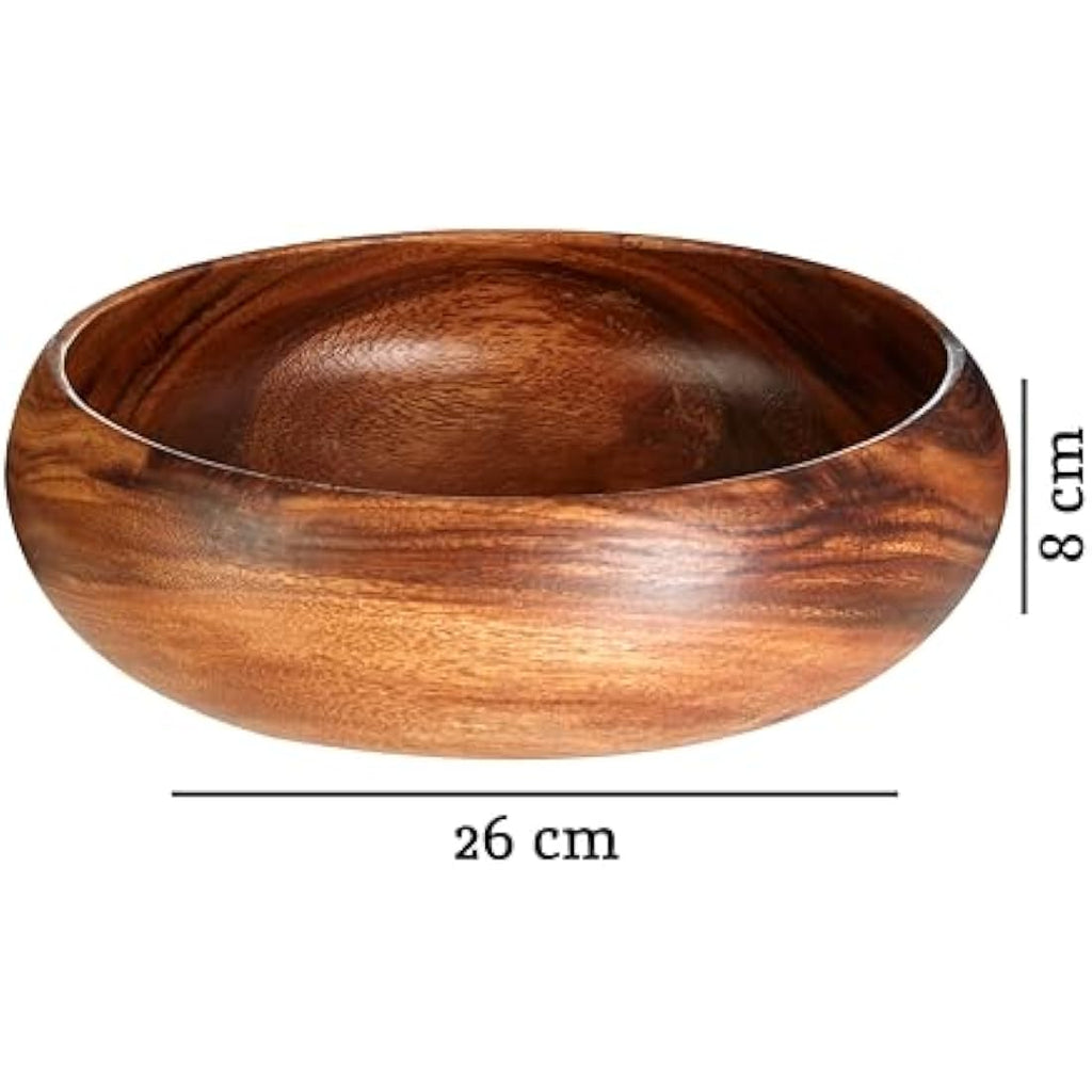 Jolof Store Acacia Wood Salad Bowl – Large Hand Carved Serving Bowl