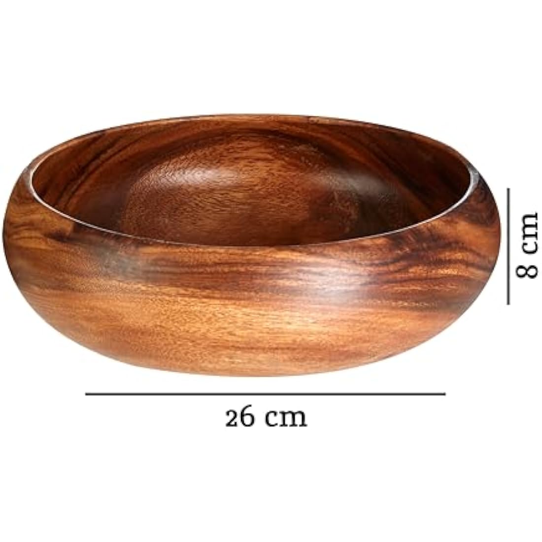 Jolof Store Acacia Wood Salad Bowl – Large Hand Carved Serving Bowl