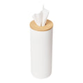 Yamazaki RIN Round Tissue Case – Minimalist Steel & Wood Holder, White