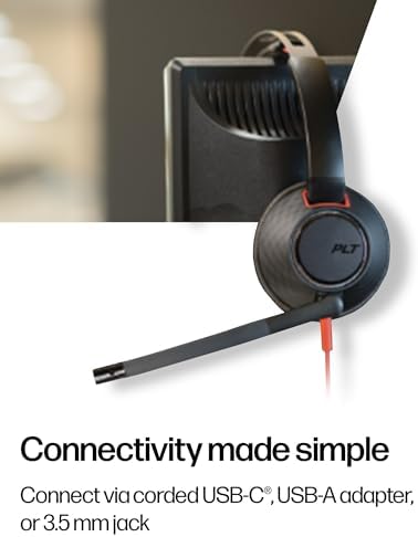 Poly Blackwire 5220 Wired Headset | Noise-Canceling USB-C & 3.5mm