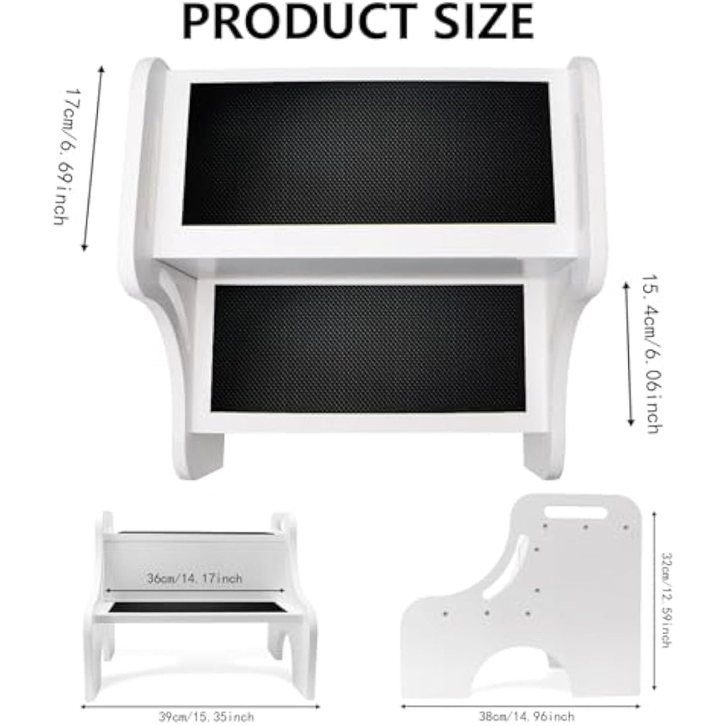 Merrynine Wooden 2 Step Stool for Kids – Non-Slip Toddler Stool for Bathroom