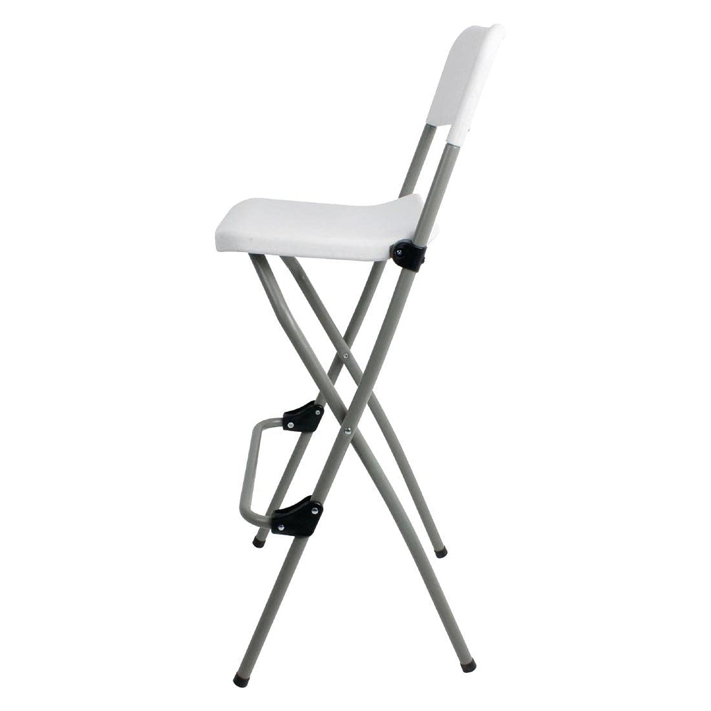 Bolero Folding High Stools Steel Frame Plastic Seat, Pack of 2, White - image 4