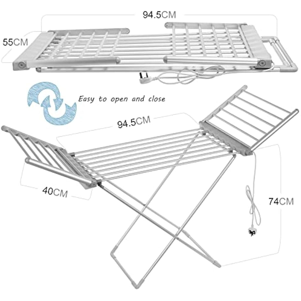 Rainberg Electric Heated Folding Clothes Dryer – 230W 18 Rail Airer