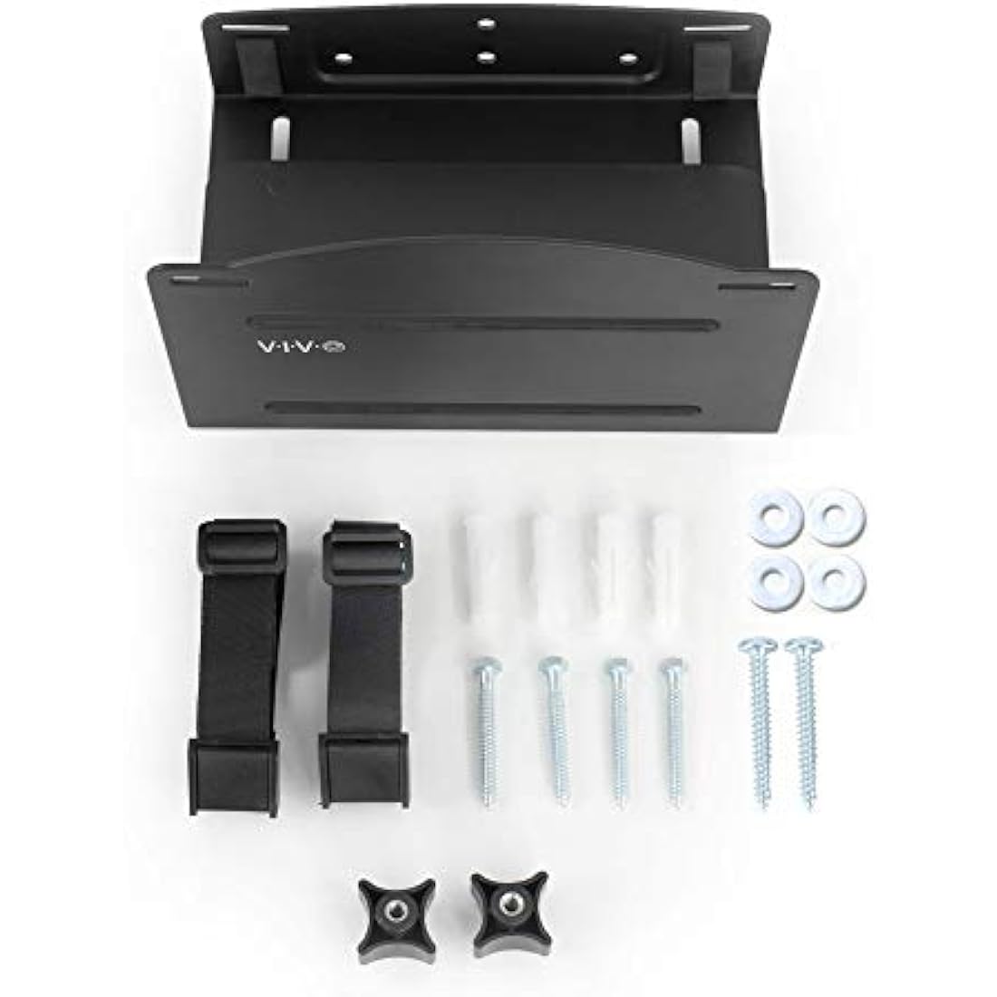 VIVO Adjustable PC Wall Mount | Steel CPU Holder with Straps - Black
