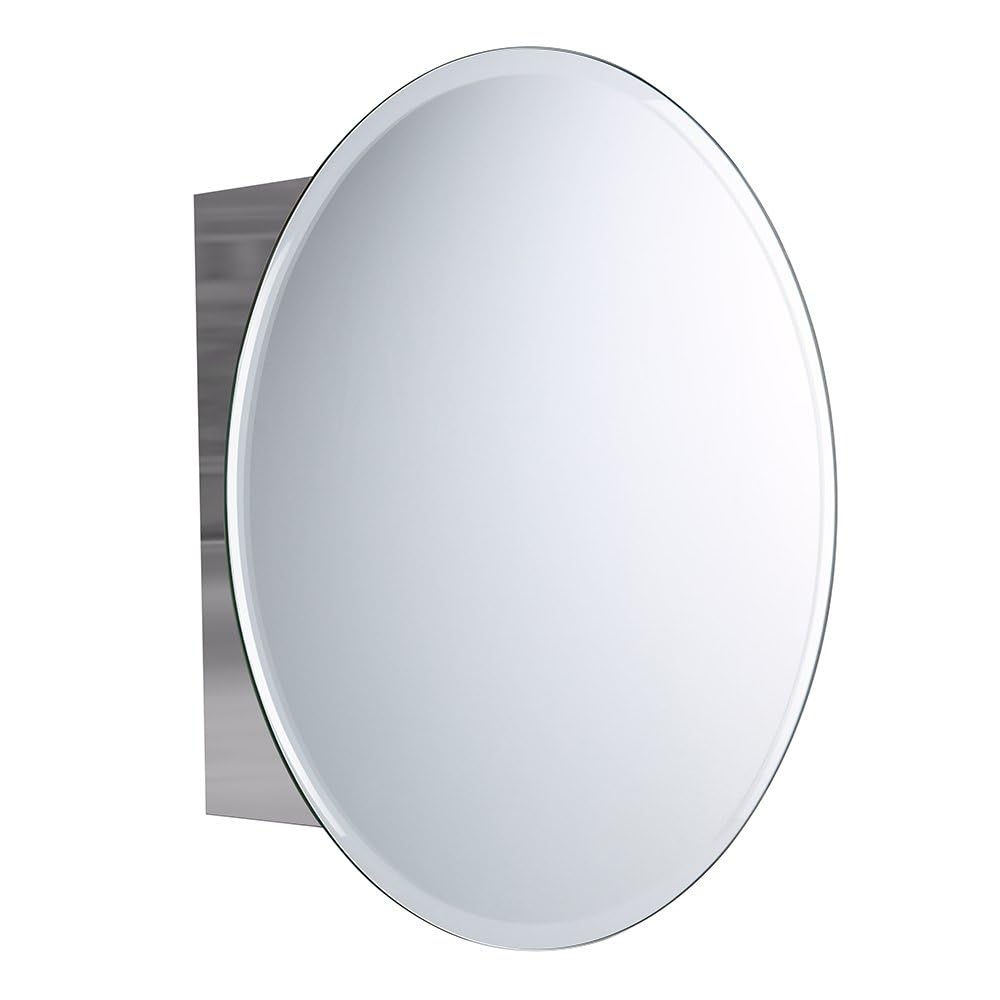 iBathUK Stockholm Wall Mounted Mirror Cabinet | Silver 500x500mm Unit