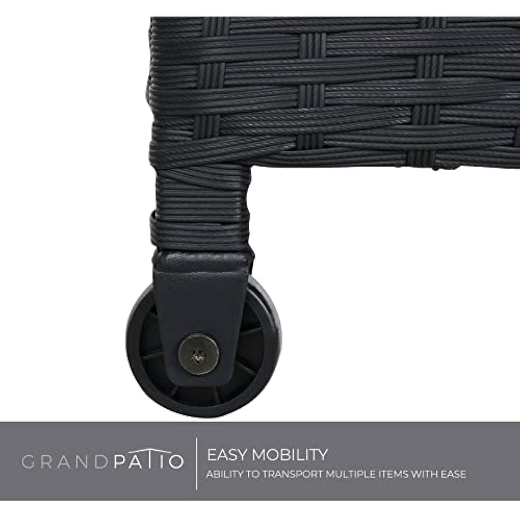 Grand patio 480L Outdoor Deck Box | Wicker Storage Bin with Wheels