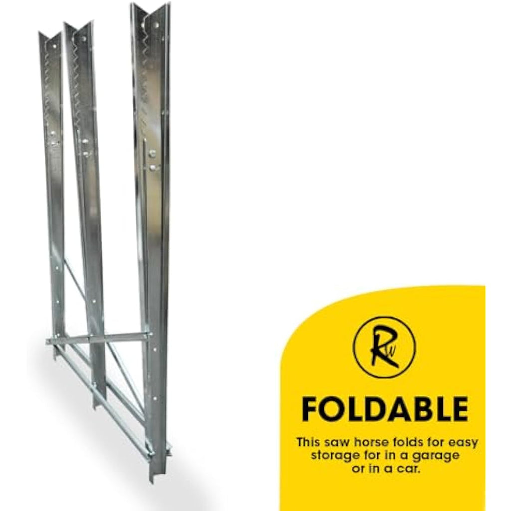 RocwooD Heavy Duty Metal Saw Horse – Foldable Steel Log Cutting Stand