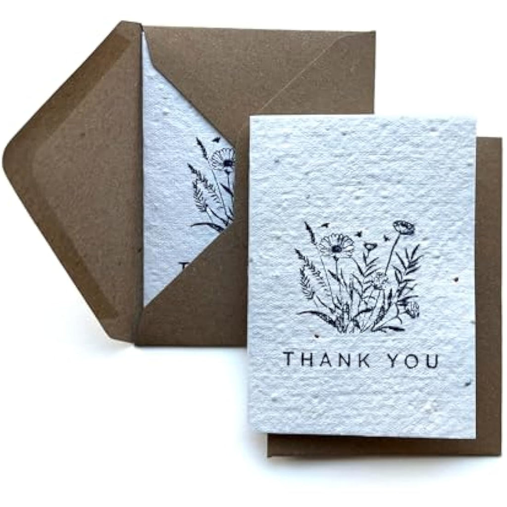 Jolof Store Plantable Seed Paper Thank You Cards - Handmade A7 Pack of 32