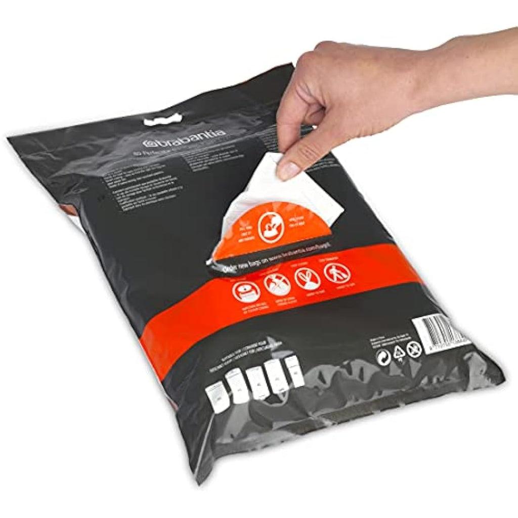 Brabantia PerfectFit Bin Liners Size L | 40-45L Trash Bags (40 Count)