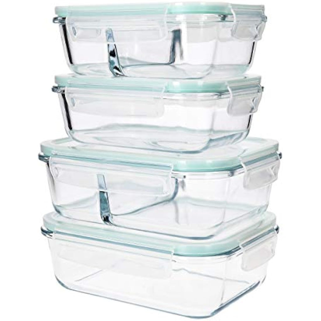 Navaris Glass Food Container Set | 4-Piece Airtight Oven Safe Storage