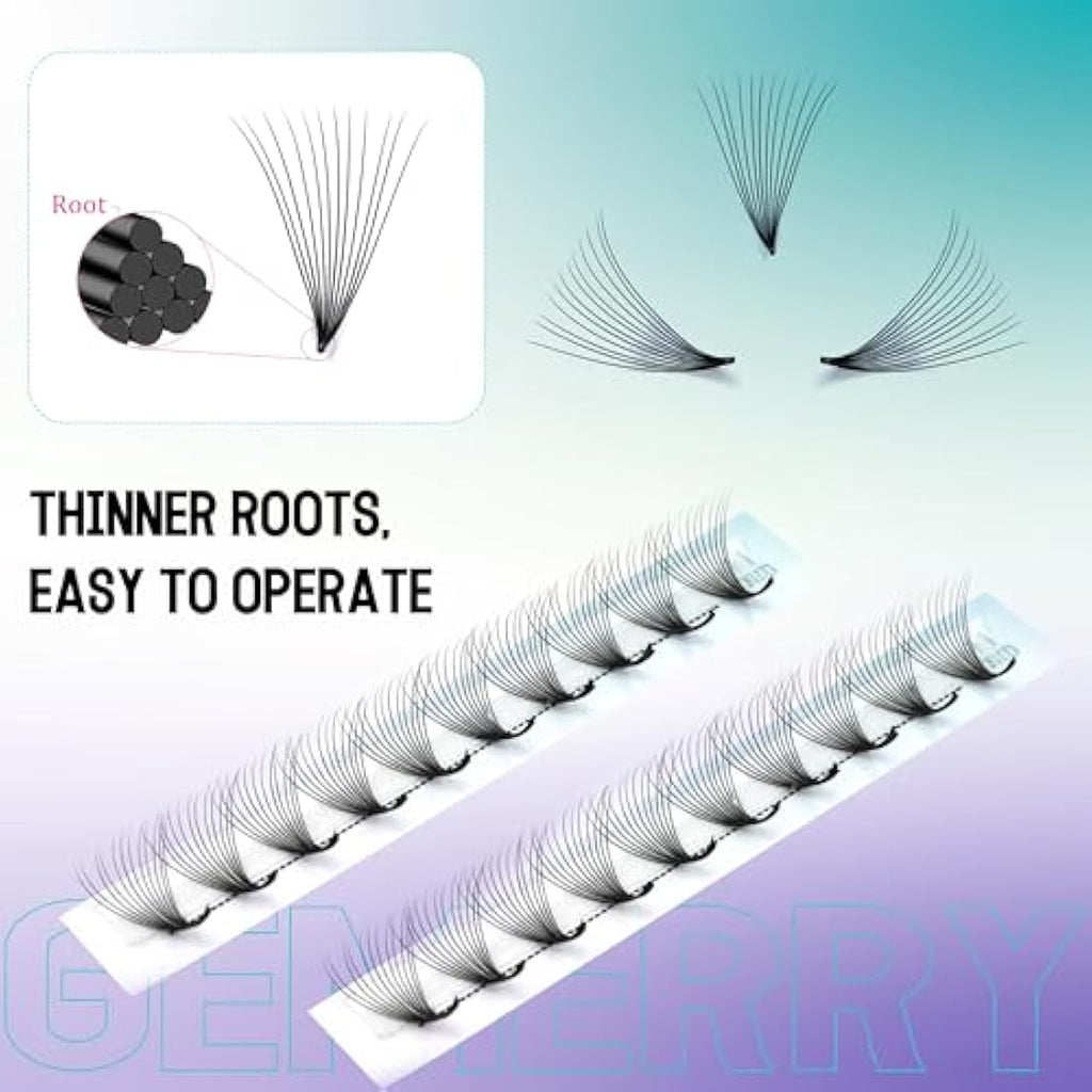 Gemerry 8D Premade Fan Eyelash Extensions | 0.07mm D Curl Russian Volume