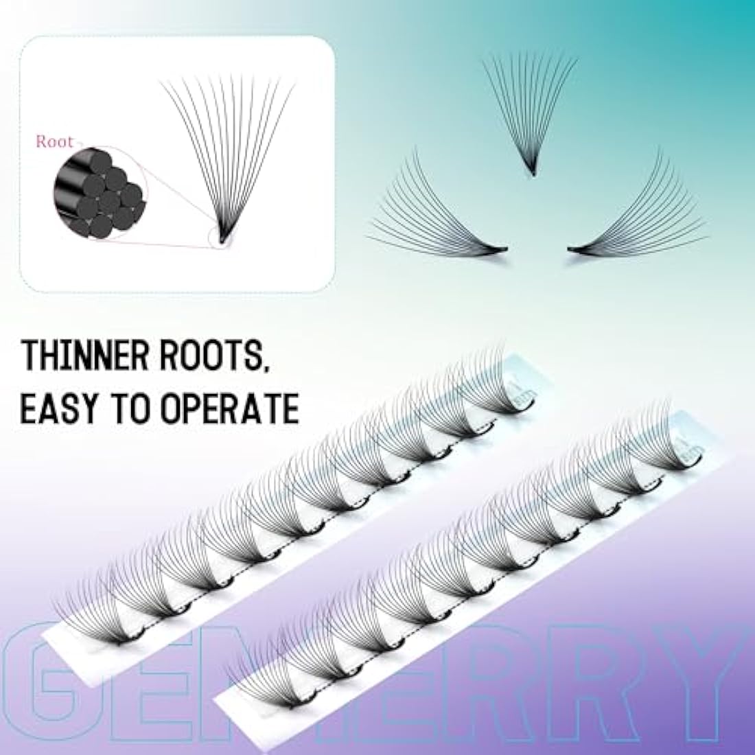 Gemerry 8D Premade Fan Eyelash Extensions | 0.07mm D Curl Russian Volume