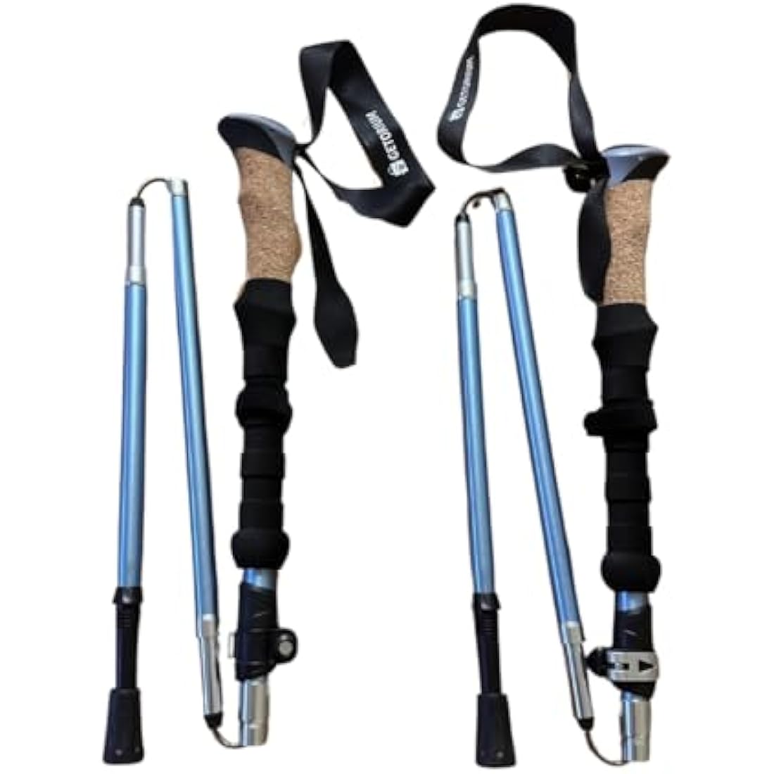 GETORIUM Trekking Poles – Aluminum 7075 Folding Hiking Sticks, Cork Grip