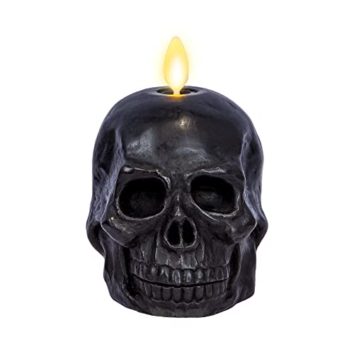 Luminara Flameless LED Skull Candle – Black Real Wax Skeleton Decor