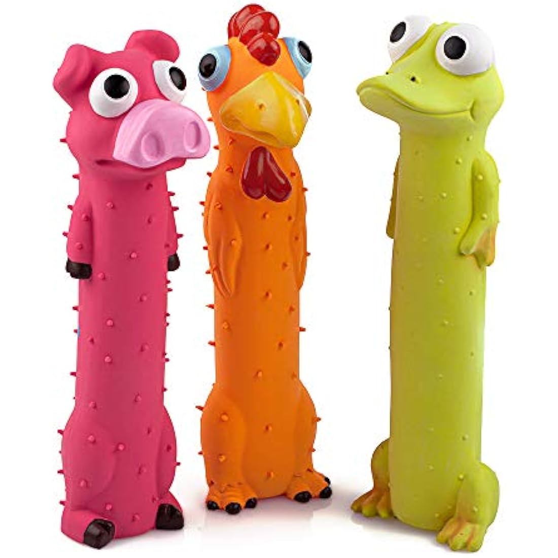 Chiwava Squeaky Latex Dog Toys – 3 Pack Non-Toxic Animal Fetch Sticks