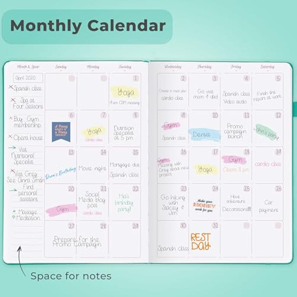 GoGirl Undated Life Planner – A5 Turquoise Eco-Leather Weekly Organizer