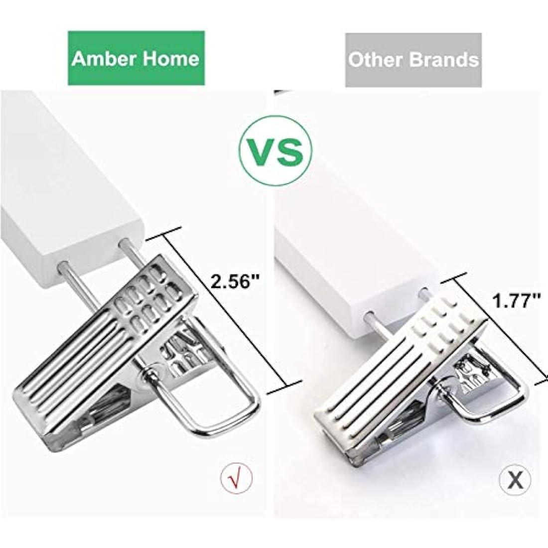 Amber Home White Wooden Pants Hangers with Adjustable Clips - 20 Pack