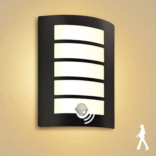 Allesgute Outdoor Wall Light with PIR Motion Sensor | Black IP44 12W LED