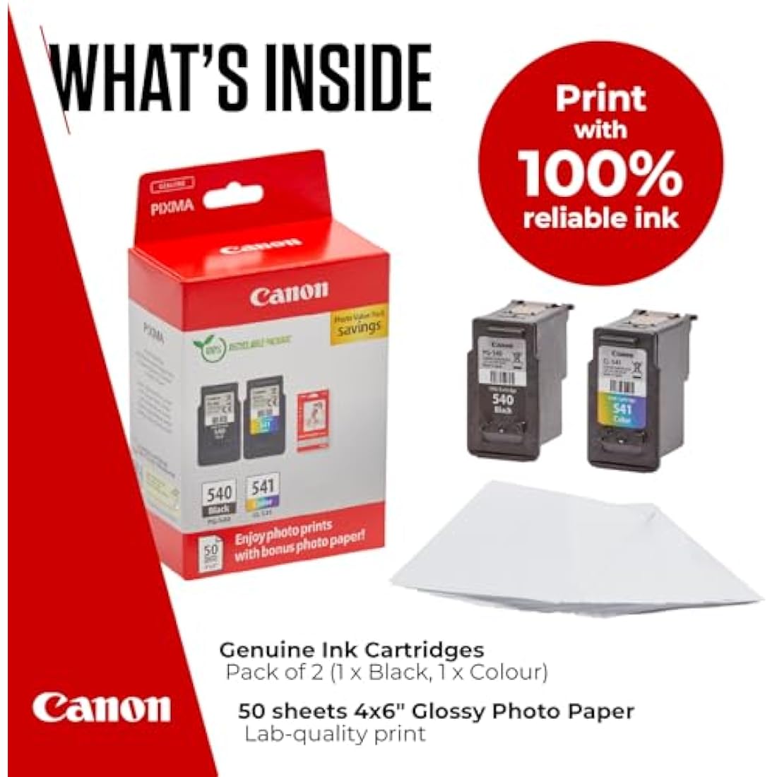 Canon PG-540/CL-541 Ink Multipack with 50 Sheets Glossy Photo Paper